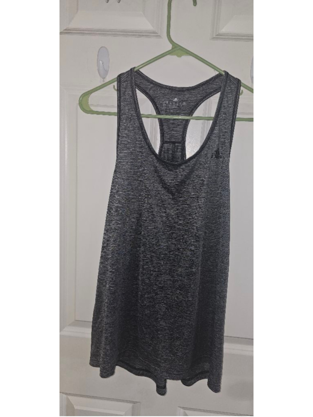Women's Adidas Gray Black Striped Tank Top XL